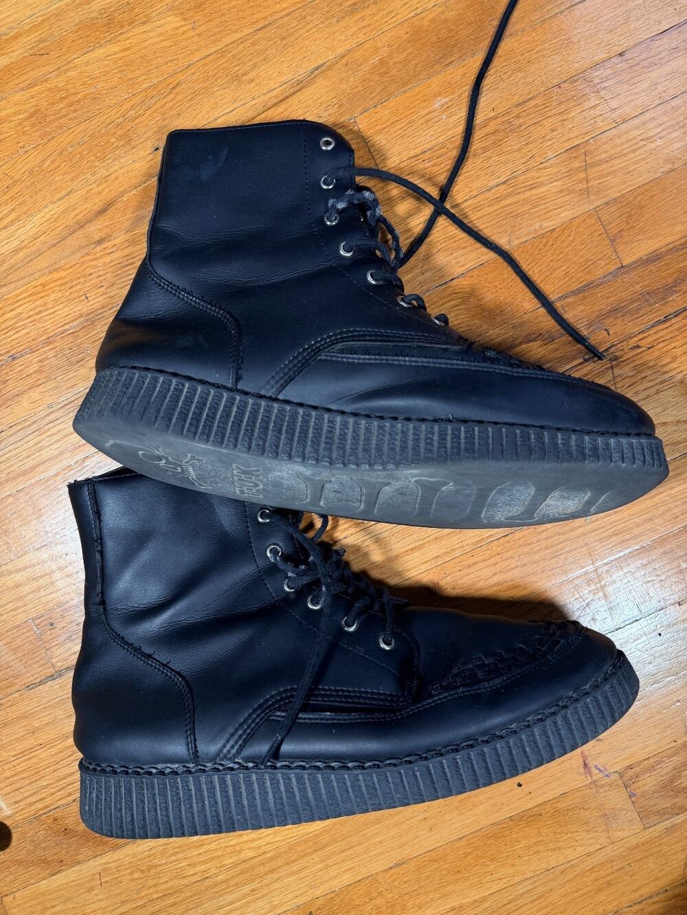 T.U.K. Black Creeper Combat Boots Men’s Size 11 / EU 44 Punk Goth Woven Toe